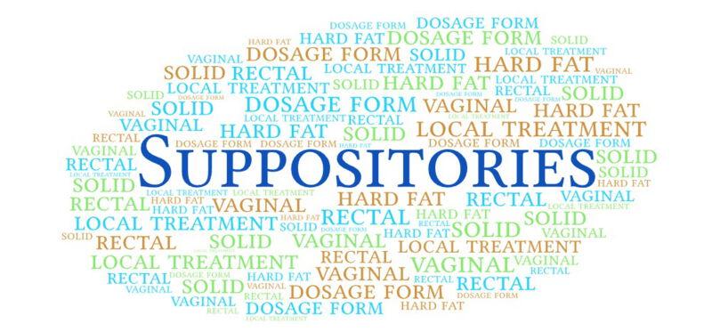 Suppositories are usually produced in a casting process. The active pharmaceutical ingredient is dissolved or dispersed into the molten base. This mixture is then poured into a mold and left to cool until the suppositories are solid.