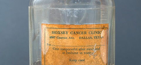 Photo of a bottle of Hoxsey's ineffective "cure" for cancer, which the FDA took off the market in the 1950s. Find out more about the history of the FDA!